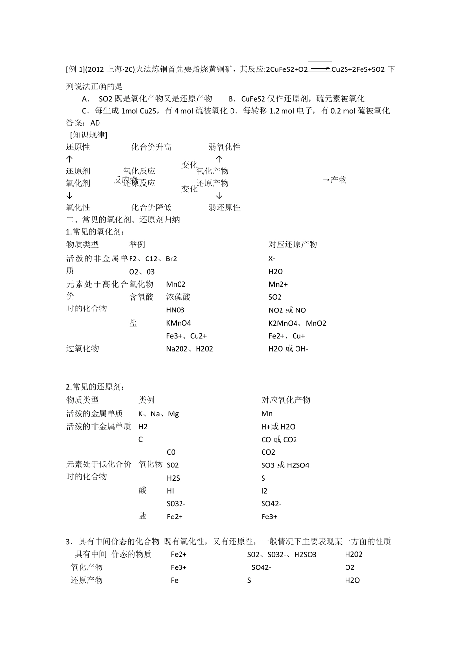 2017年高考化学必备专题复习——氧化还原反应_第2页