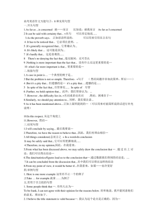 2017年高考英语作文万能句子及模板