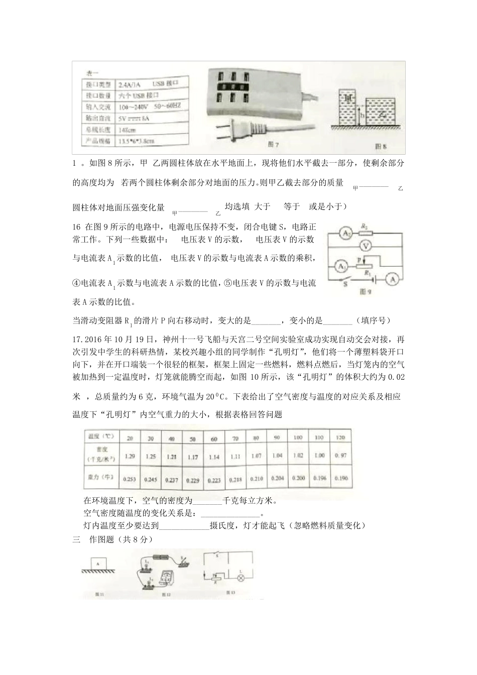 2017徐汇物理一模及答案_第3页