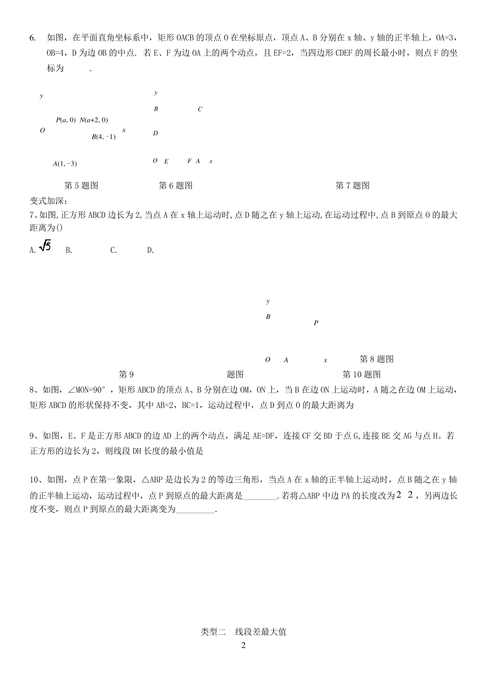 2017数学中考专题6线段最值问题_第2页