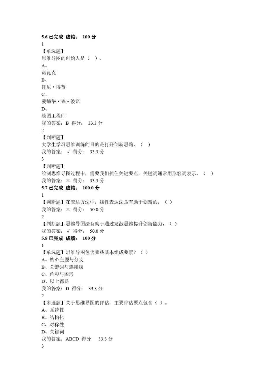 2017超星尔雅大学生创新基础冯林全部答案_第1页