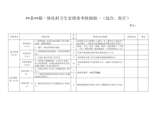 2017镇一体化村卫生室绩效考核细则