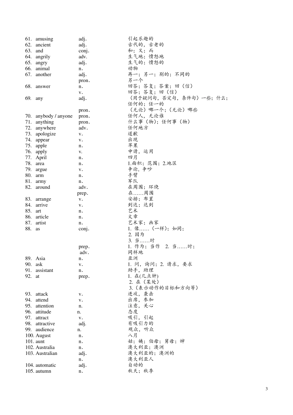 2018上海中考大纲词汇表,2018年2月更新_第3页