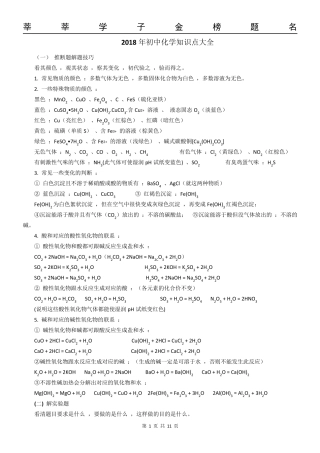 2018中考化学知识点总结