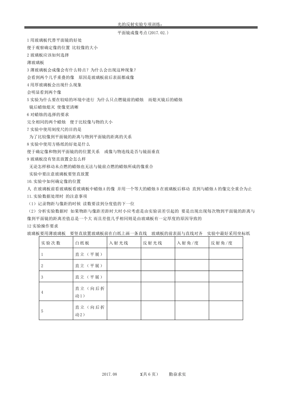 2018平面镜成像考点_第1页