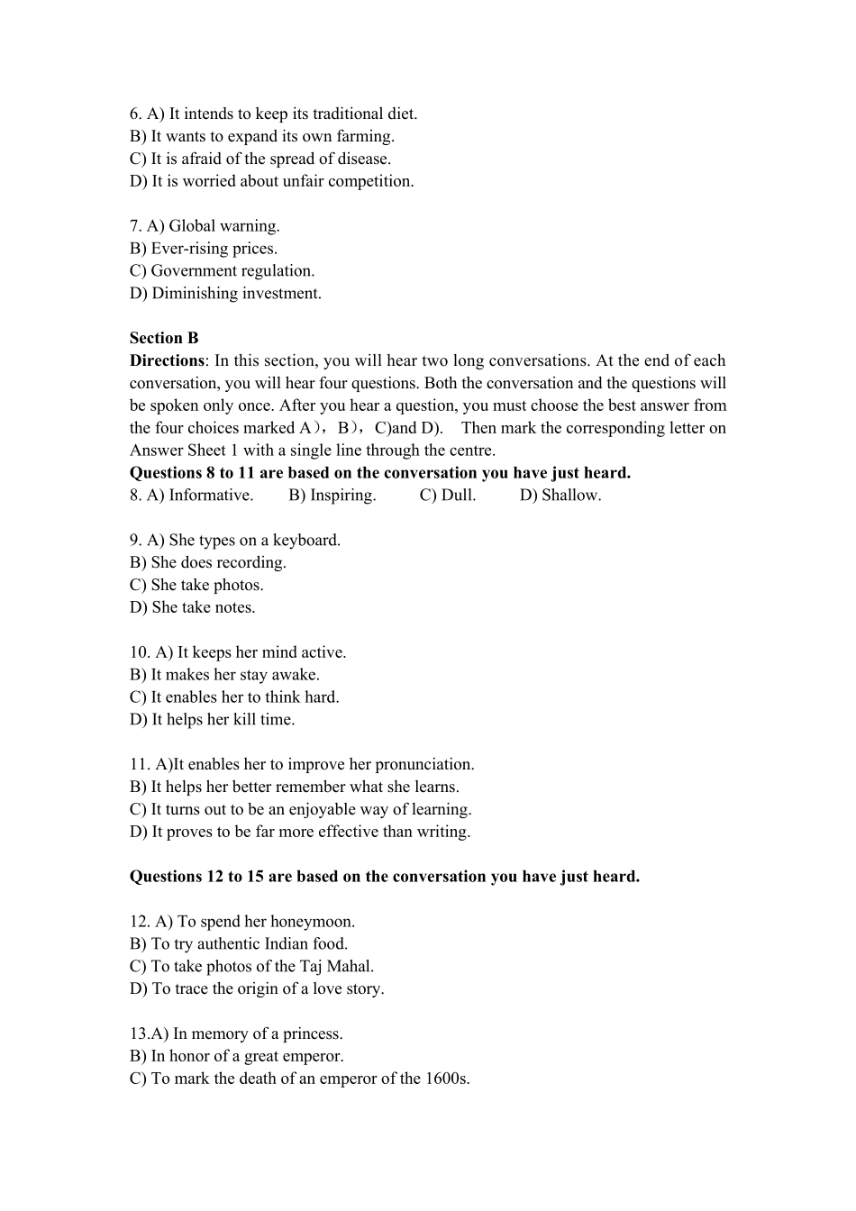 2018年12月大学英语四级真题(第1套)_第2页