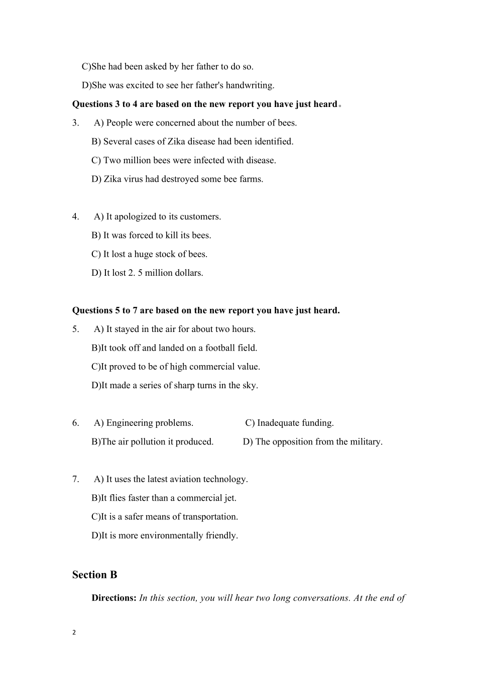 2018年6月大学英语四级真题试卷一及答案_第2页