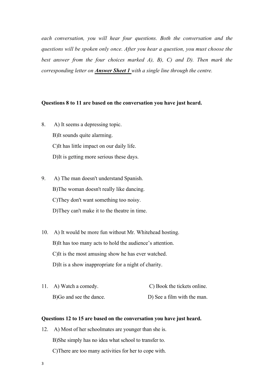 2018年6月大学英语四级真题试卷一及答案_第3页