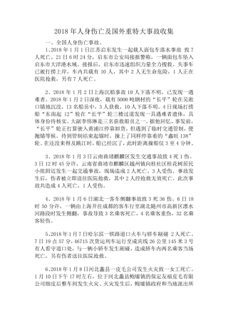 2018年人身伤亡及国外重大伤亡事故收集