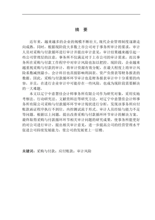审计学专业 辽宁中意慧佳会计师事务所有限公司采购与付款循环环节审计问题研究