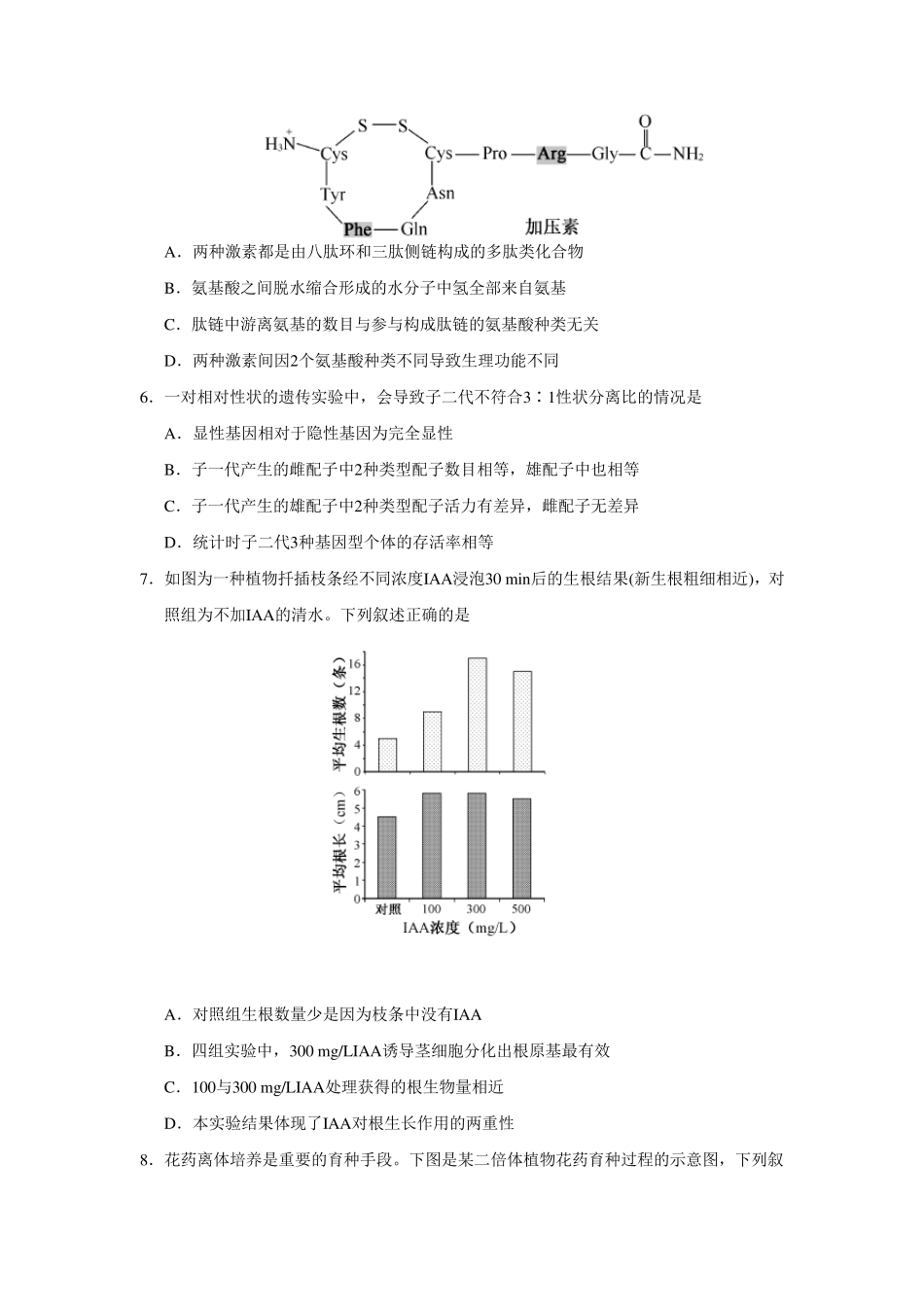 2018年江苏高考生物试卷及答案_第2页