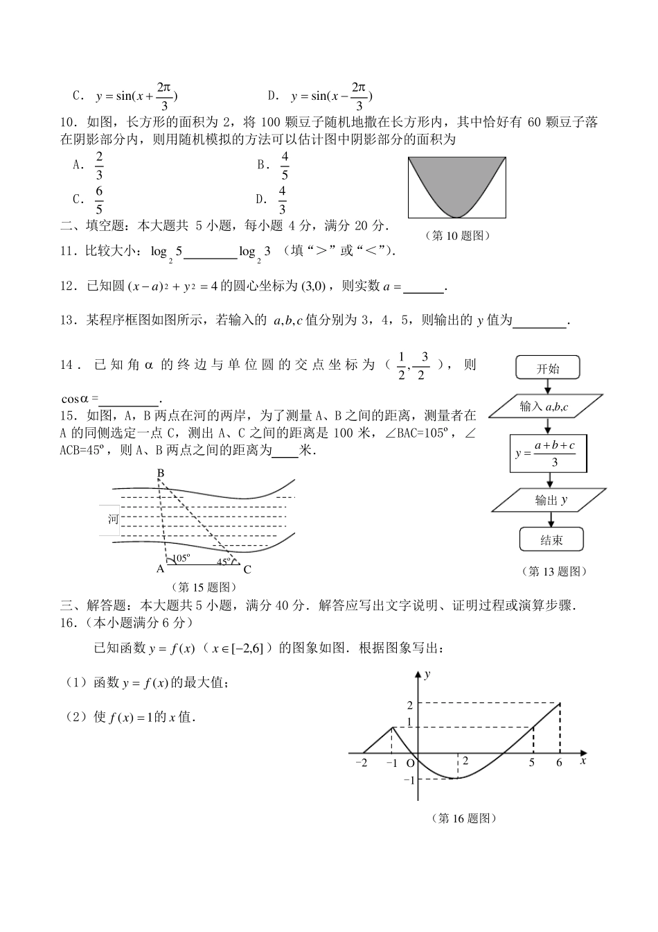2018年湖南省普通高中学业水平考试数学试卷Word版含答案_第2页
