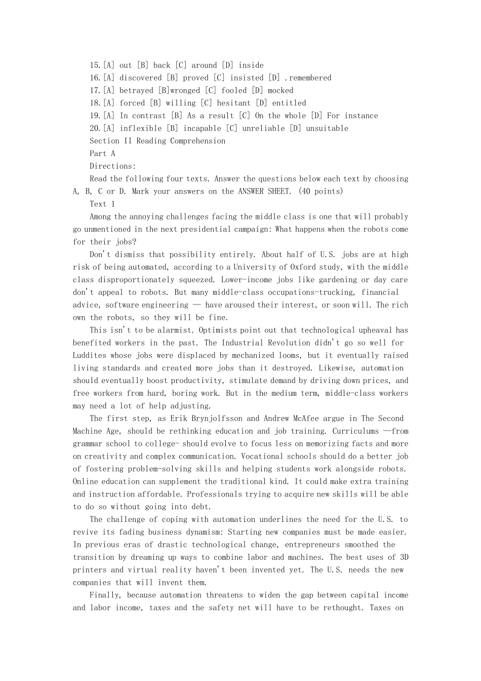 2018年考研英语真题(word版)_第2页