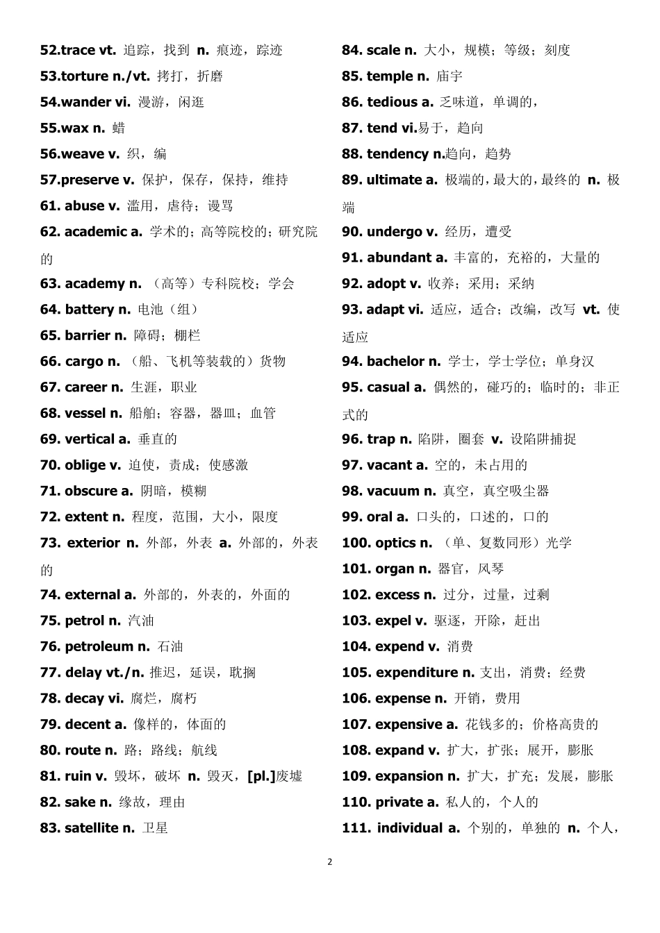 2018年英语四级四级高频词汇_第2页