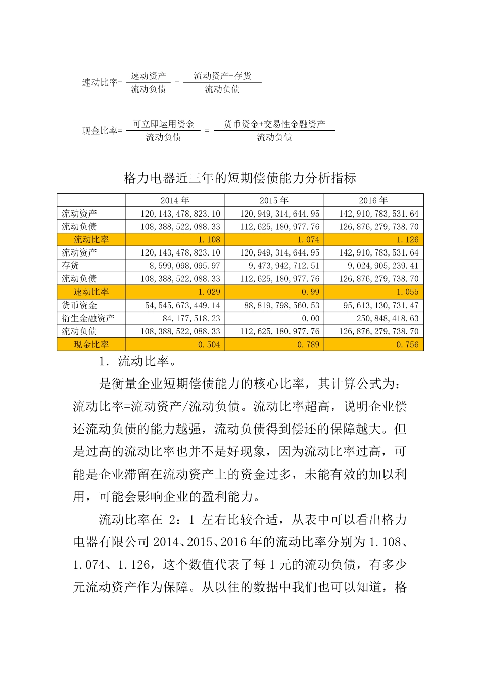 2018年财务报表分析网上作业：任务1格力电器偿债能力分析_第2页