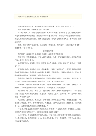 2018战机防护作文例文