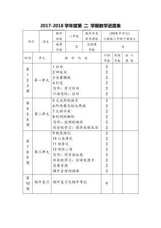 2018新版部编版八年级下册语文教案