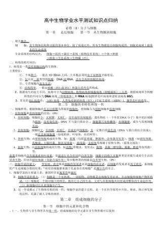 2018最新版高中生物学业水平测试知识点归纳