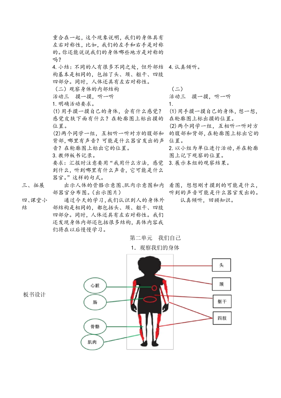 2018版二年级下册科学教科版第二单元《我们自己》教案_第2页