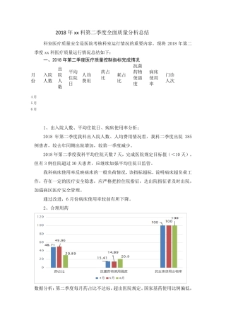 2018科室第二季度医疗质量分析总结