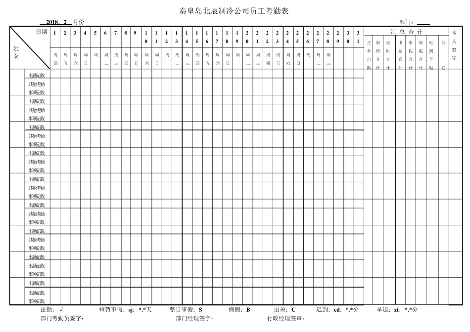 2018考勤表_第2页