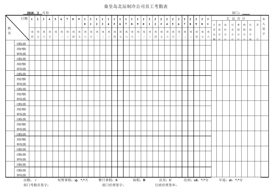 2018考勤表_第3页