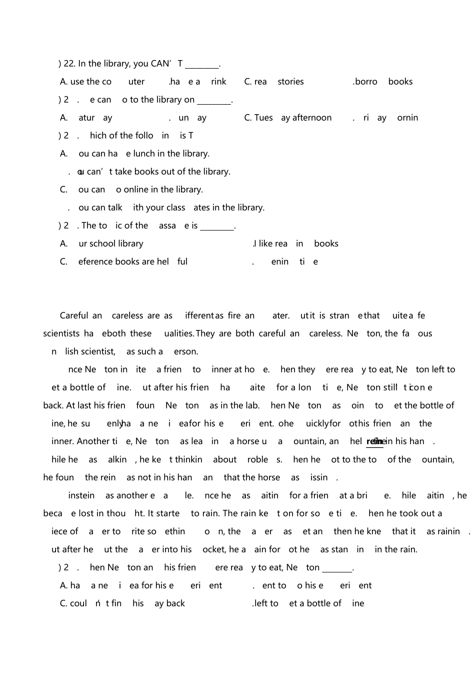 20192020天津市南开区初一上英语月考试卷附答案_第3页