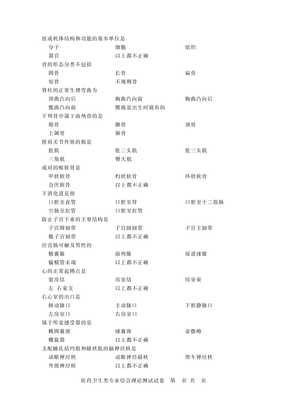 2019~2020年四川第一次医药卫生类试卷_第3页