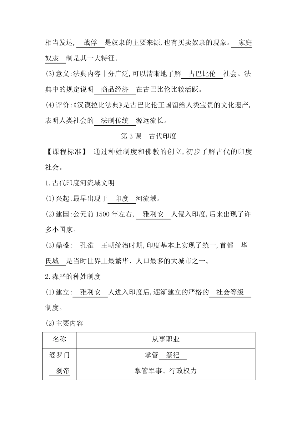 2019人教版初中历史九年级上册必背知识点总结_第3页