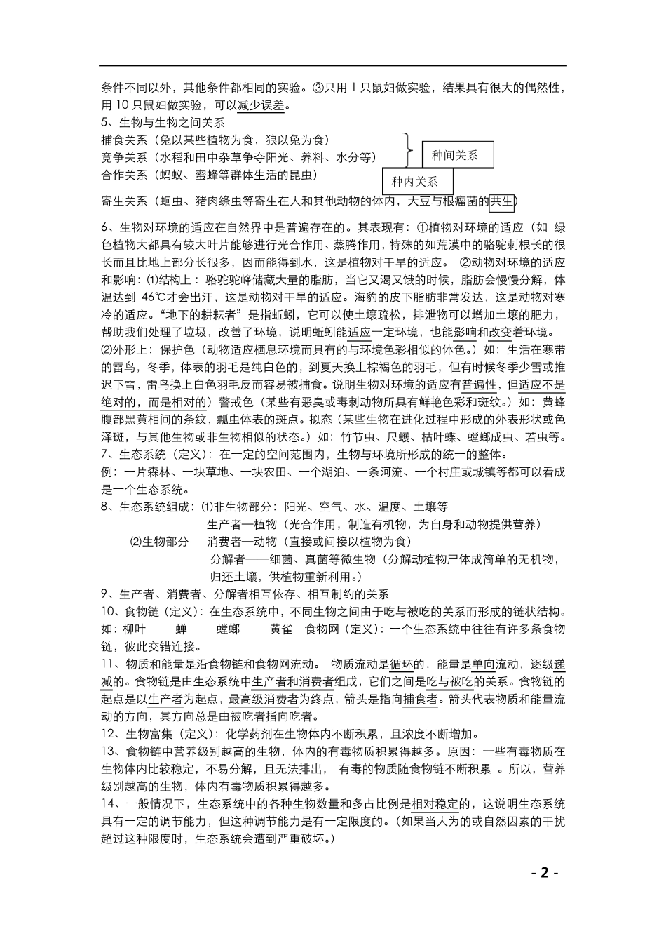 2019人教版初中生物七年级上册知识点总结_第2页