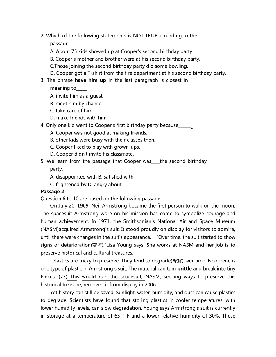 2019年5月学位英语考试真题及答案_第2页