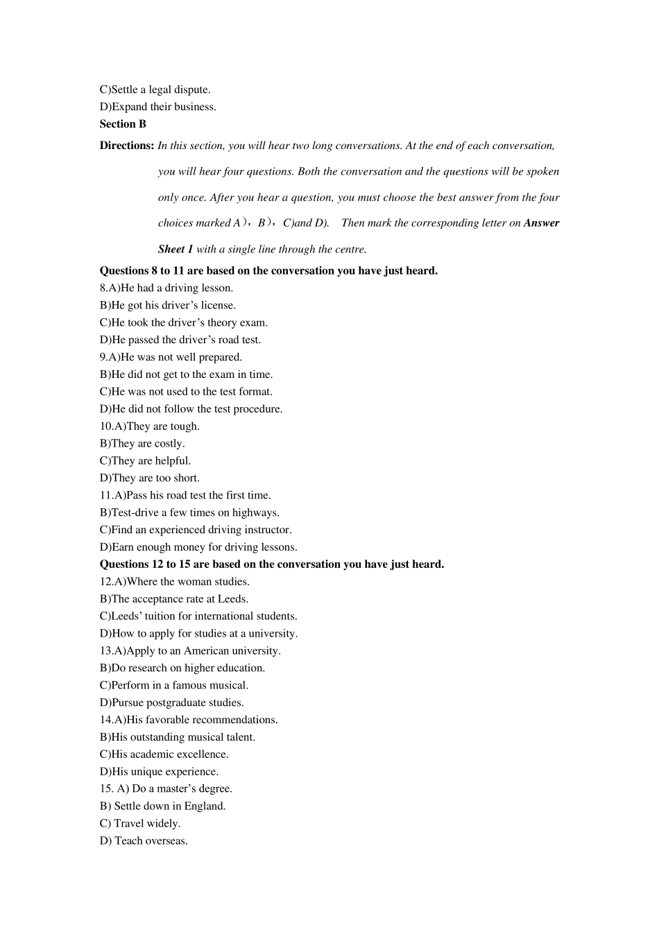 2019年6月大学英语四级考试真题第一套_第2页