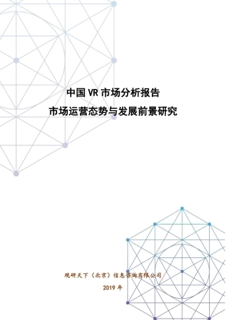 2019年中国VR市场分析报告