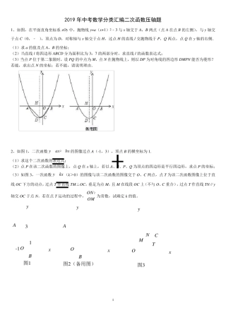 2019年中考数学二次函数压轴题专练