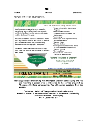 2019年全国职业院校技能大赛高职“英语口语”赛项赛卷Interview9+2Backup