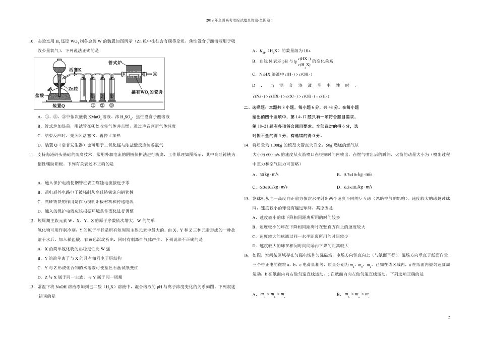 2019年全国高考理综试题及答案全国卷1_第2页
