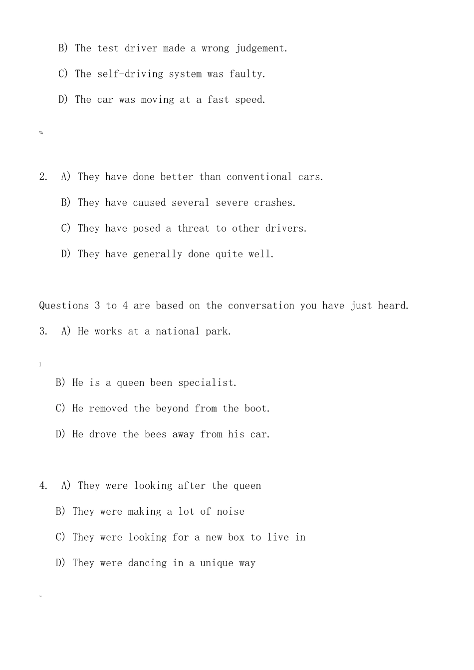 2019年大学英语四级真题试卷及答案_第2页