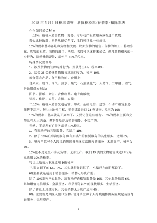 2019年最新最全税率调整(增值税税率)