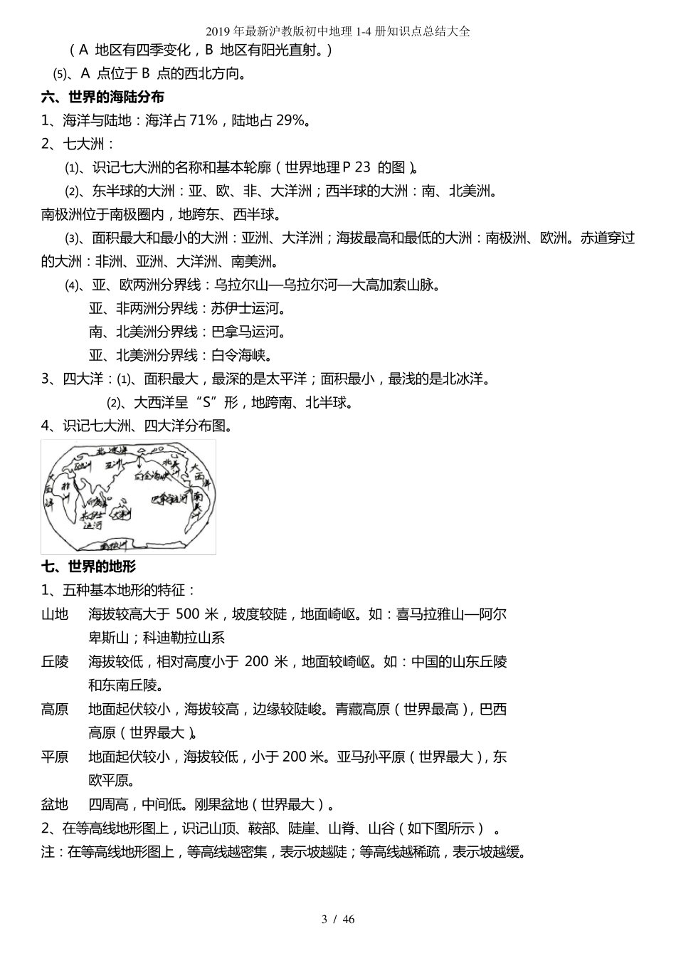 2019年最新沪教版初中地理14册知识点总结大全_第3页