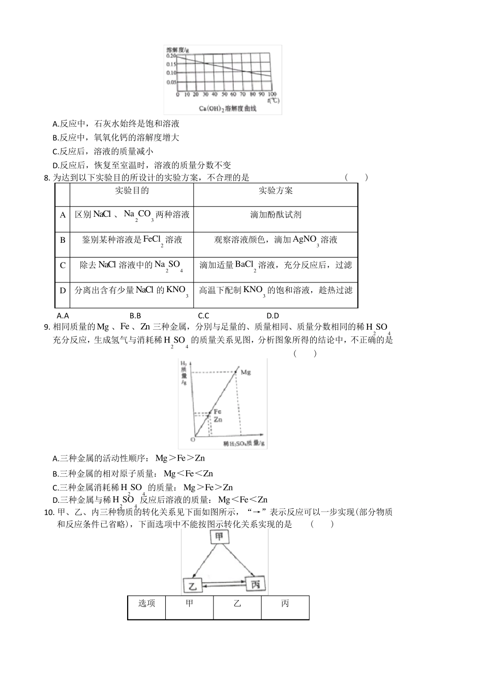 2019年济宁市中考化学试题、答案_第2页