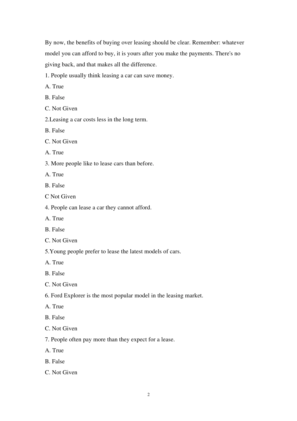 2019年自考英语二历年试题(真题)及答案_第2页