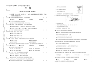 2019年陕西省中考生物试卷及答案