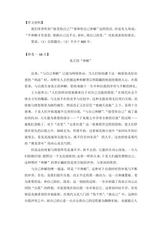 2019年黄浦区高考语文一模作文样卷