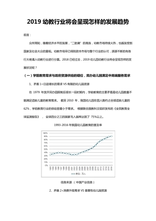2019幼儿园幼教行业分析市场现状