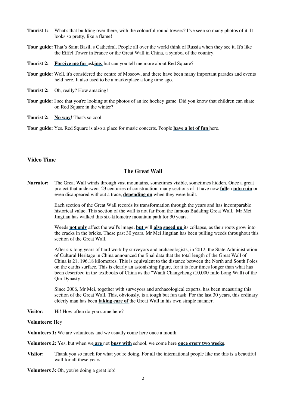 2019新人教高一英语必修二课本听力与视频材料原文(精校打印版)_第2页