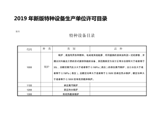 2019特种设备目录