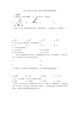 20202021北京市初一数学上期末试题