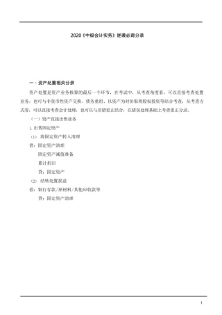 2020《中级会计实务》必背会计分录