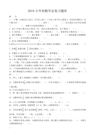 2020小升初数学总复习题库