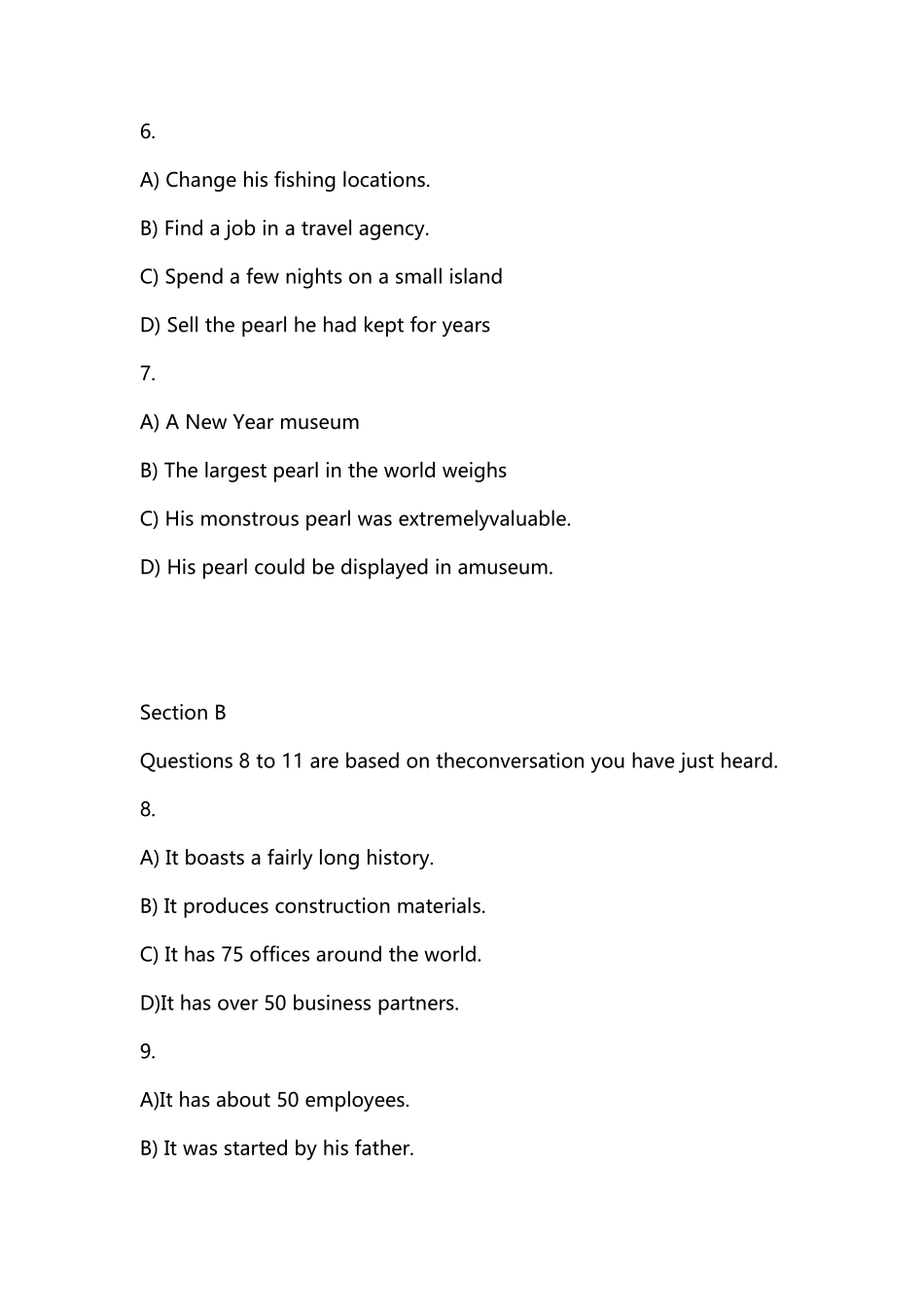 2020年12月英语四级听力真题及答案解析(第1套)附音频_第3页